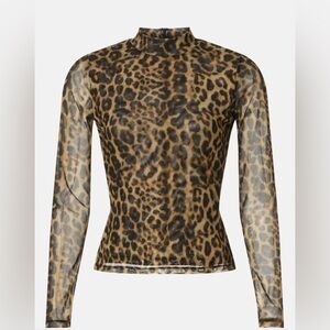 Ronny Kobo Collection Leopard Print Mesh Blouse